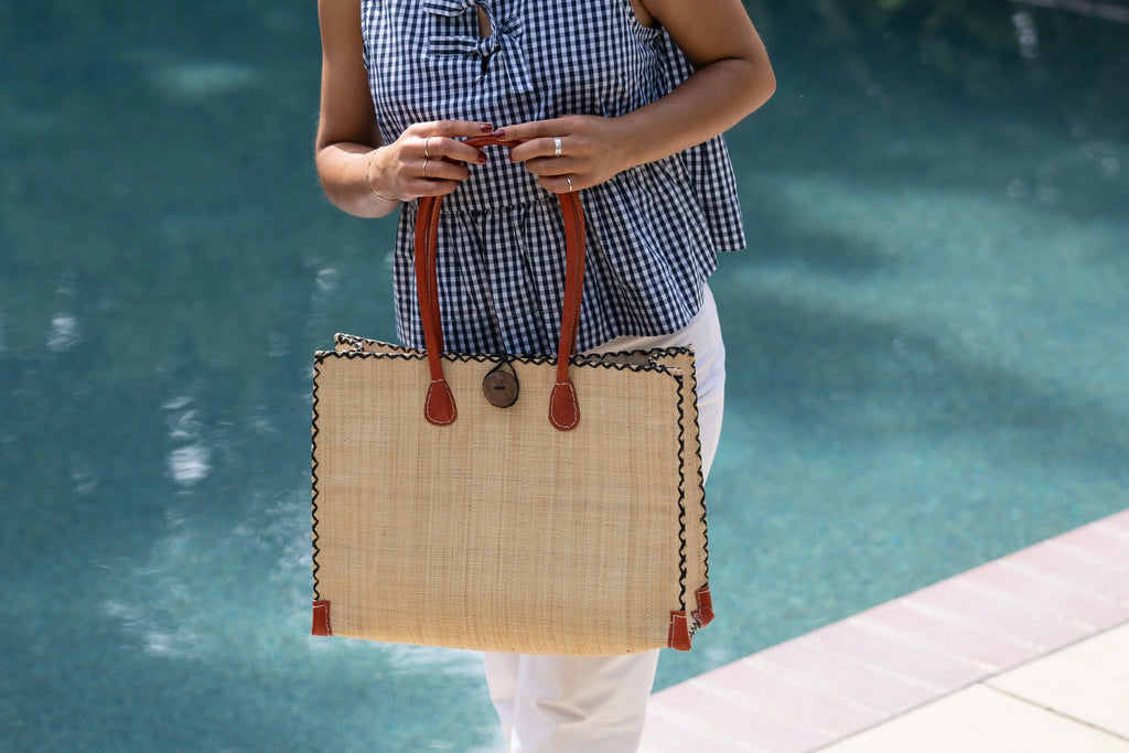 Shebobo Zafran Solid Straw Beach Bag Medium