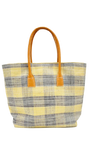 Shebobo Nador Gingham Zippered Straw Tote Bag