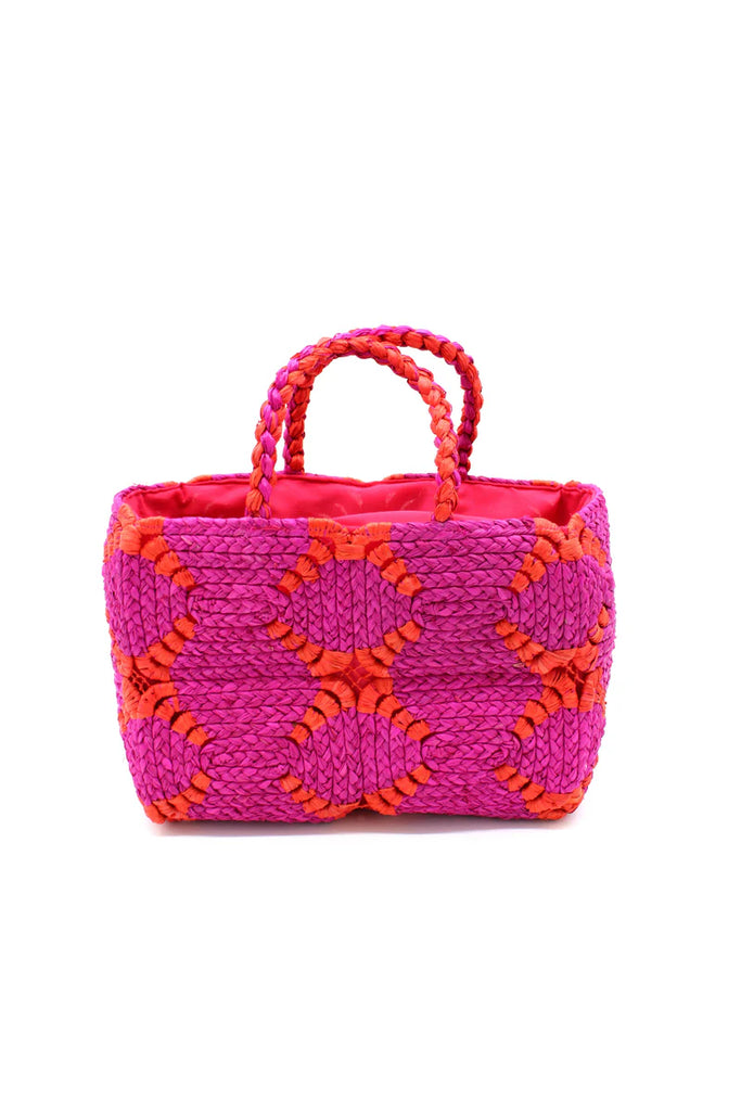 Shebobo Gemma Crochet Disc Rectangle Straw Basket Handbag
