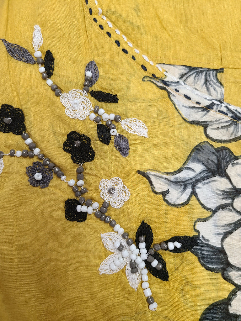 Artisan Yellow Floral Beaded KikiSol Top