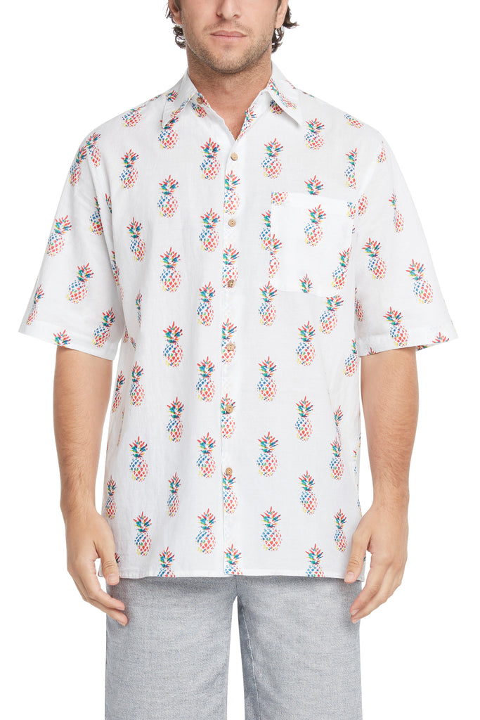 Men's Simpatiko Multi-Colored Pineapple Short-Sleeved Button Down Shirt