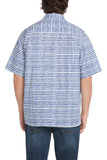 Men's Simpatiko Royal Blue Striped Ibiza Short-Sleeved Button Down Shirt