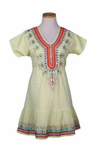 Yellow Butterfly Embroidered and Beaded Tunic