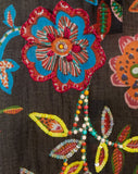 Artisan Black Embroidered Floral Short KikiSol Tassel Top