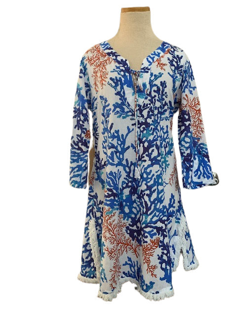 Blue Coral Fringe KikiSol Dress with Tassles | shopkikisol Blue Coral Fringe KikiSol Dress with Tassles | shopkikisol