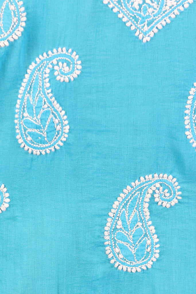 Turquoise Embroidered Paisley Tunic