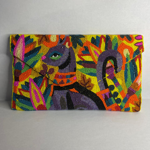 Shiba Cat All Beaded Pop Art Clutch